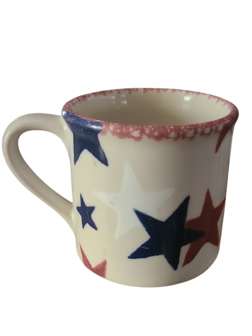 Vintage 80s Hartstone for Starbucks Star Coffee Mug Cup Burgundy White Blue